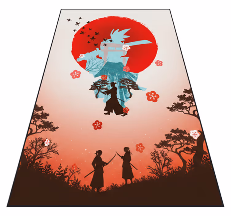 Tapis vinyle rouge illustration de coucher de soleil anime - TenStickers