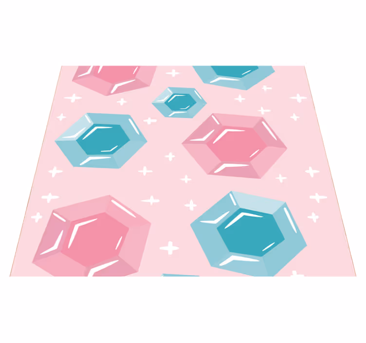 Tapis vinyle rose pierres précieuses géométriques - TenStickers