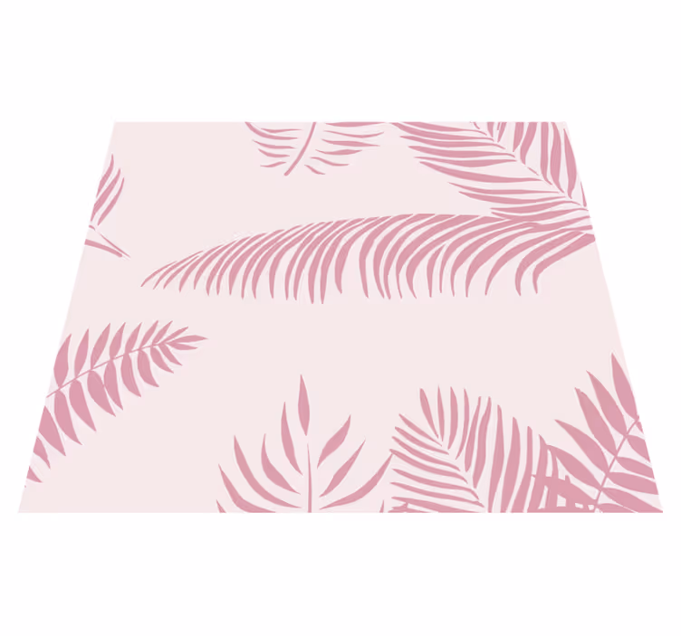 Tapis vinyle rose grandes feuilles de palmier - TenStickers
