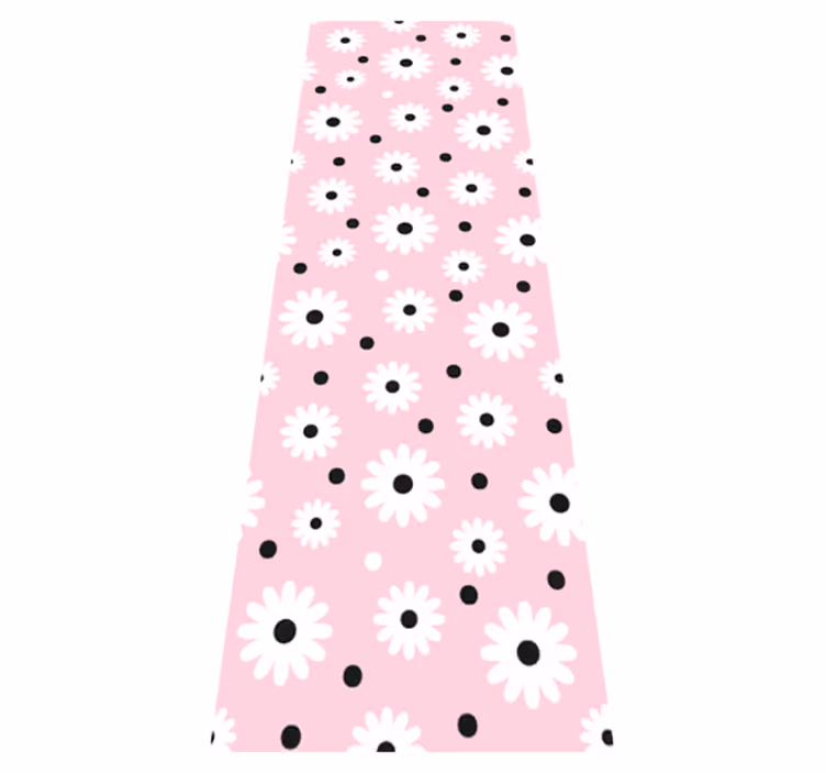 Tapis vinyle rose motif fleurs à pois noirs - TenStickers