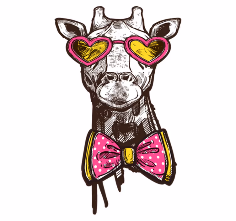 Tapis vinyle animal girafe à lunettes originale - TenStickers