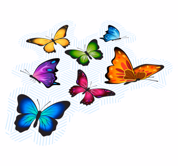 Tapis vinyle animal contour blanc papillons colorés - TenStickers