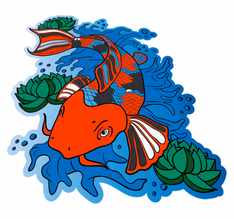 Tapis vinyle animal motif poissons carpes koï - TenStickers