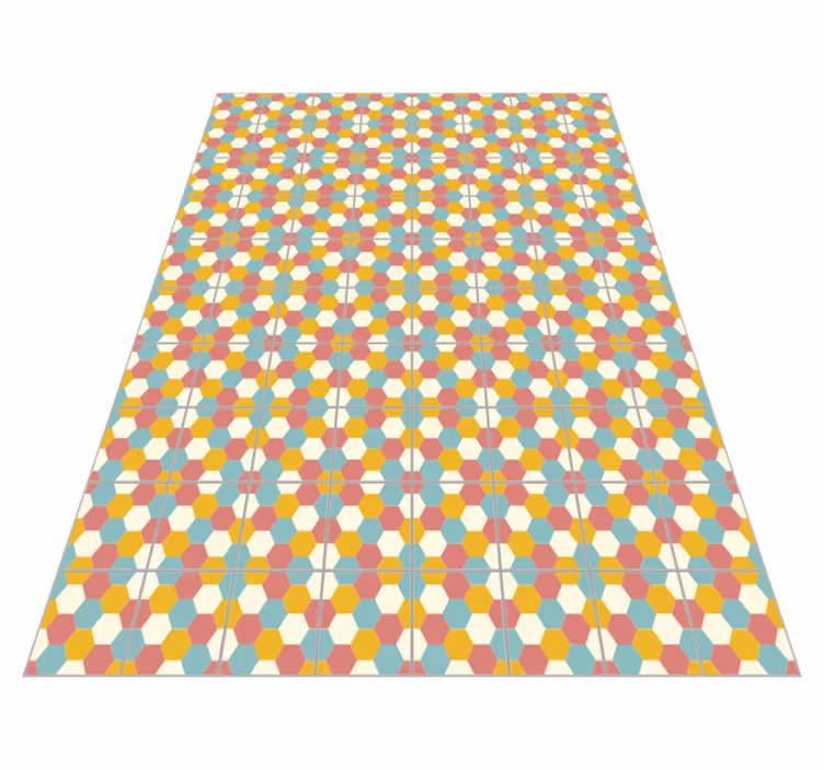 Tapis vinyle cuisine géométrique motif hexagones rétro - TenStickers