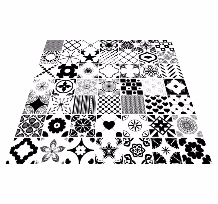 Tapis de vinyle chambre à coucher carreaux noir et blanc - TenStickers
