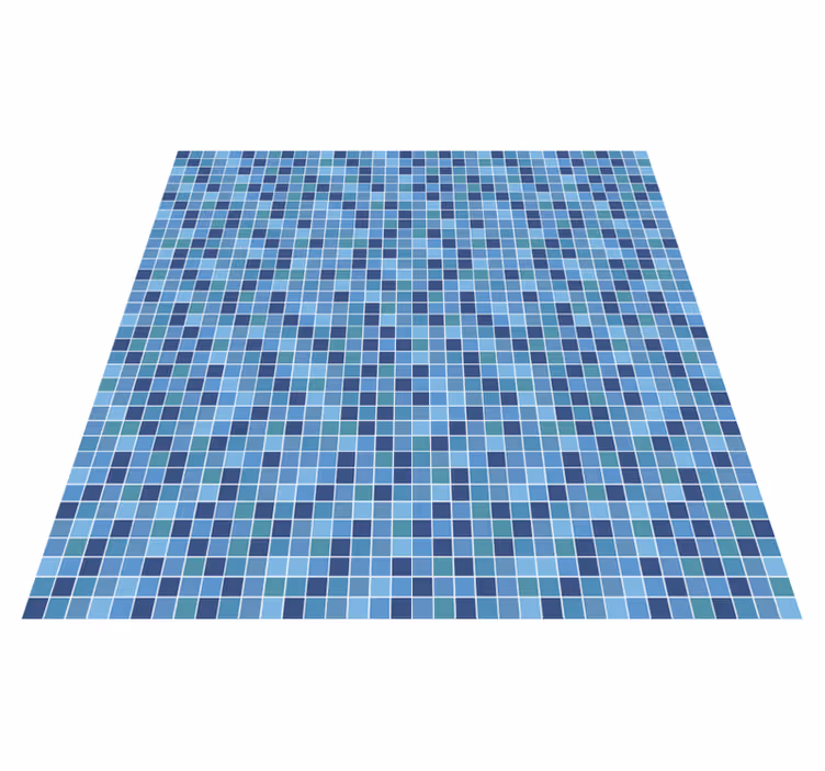 Tapis vinyle géométrique mosaïque bleu - TenStickers