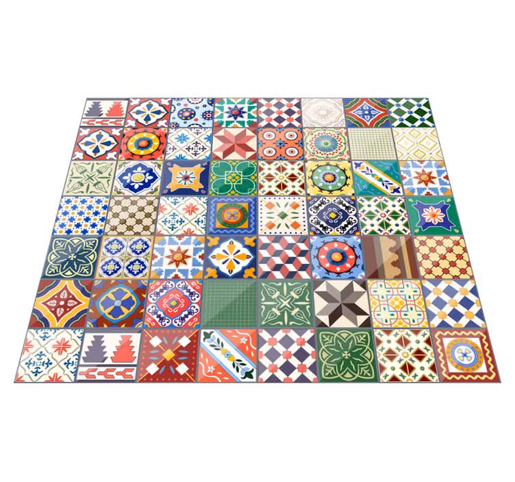 Tapis vinyle carreaux de ciment mosaïque coloré - TenStickers