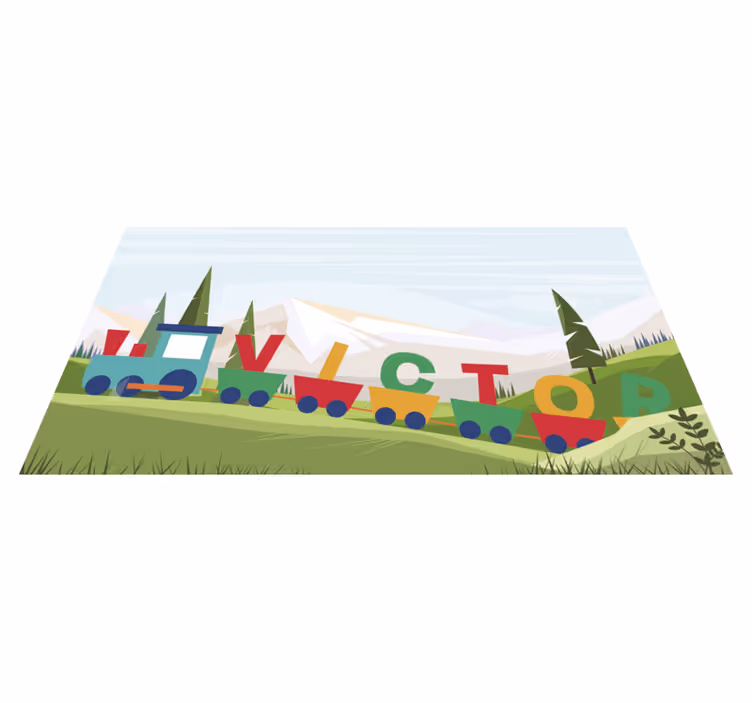 Merveilleux tapis vinyle personnalisé train bébés - TenStickers