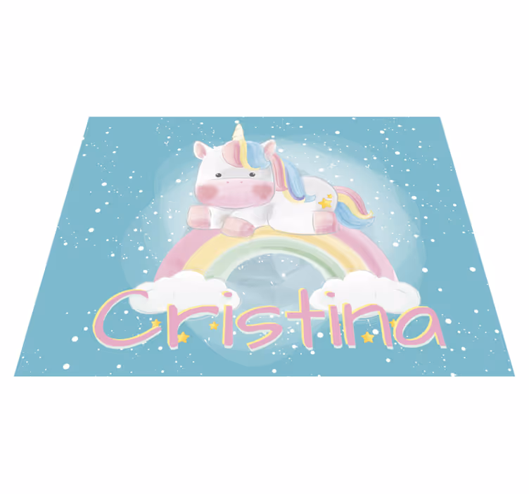 Tapis vinyle personnalisable bébé licorne - TenStickers