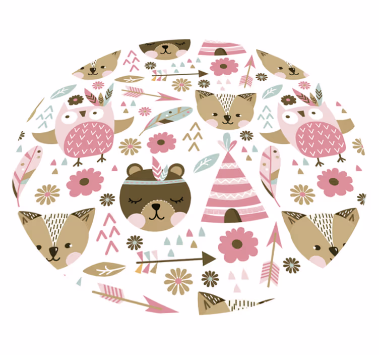 Tapis en vinyle pour enfants ours et hiboux - TenStickers