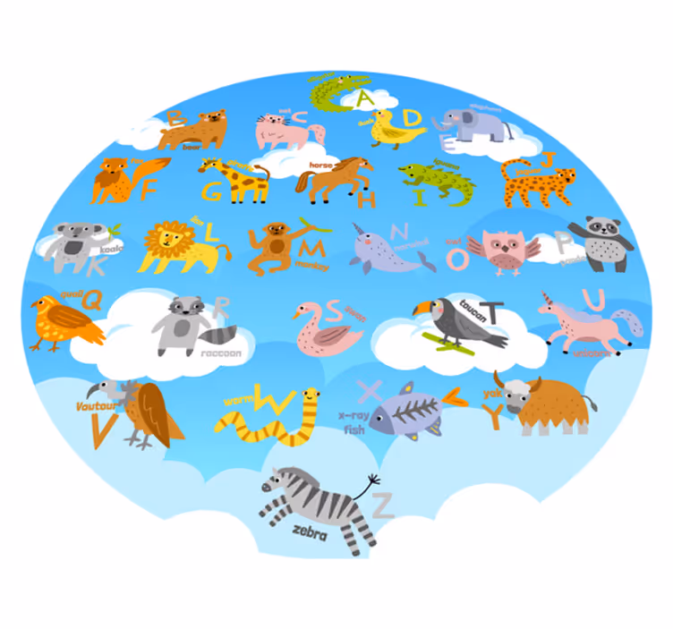 Tapis vinyle chambre le Cercle des Animaux Alphabetiques - TenStickers