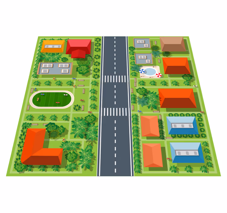 Tapis vinyle pour enfants paysage urbain ludique - TenStickers