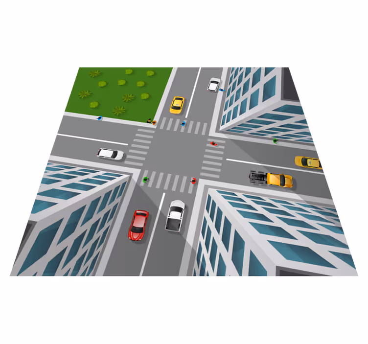 Tapis vinyle route intersection de jeux urbains - TenStickers