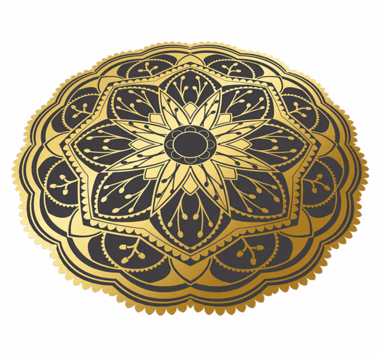 Tapis vinyle effet mandala fleur doré - TenStickers