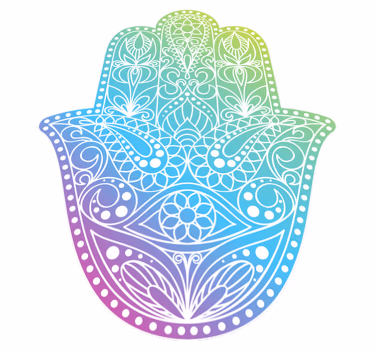 Tapis vinyle mandala symbole de main coloré - TenStickers