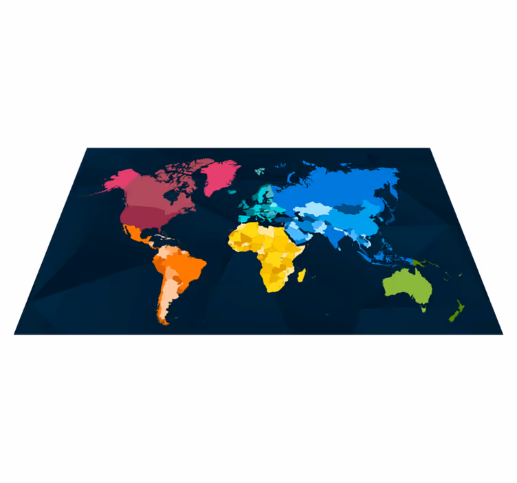 Tapis vinyle carte du monde cartographie colorée - TenStickers