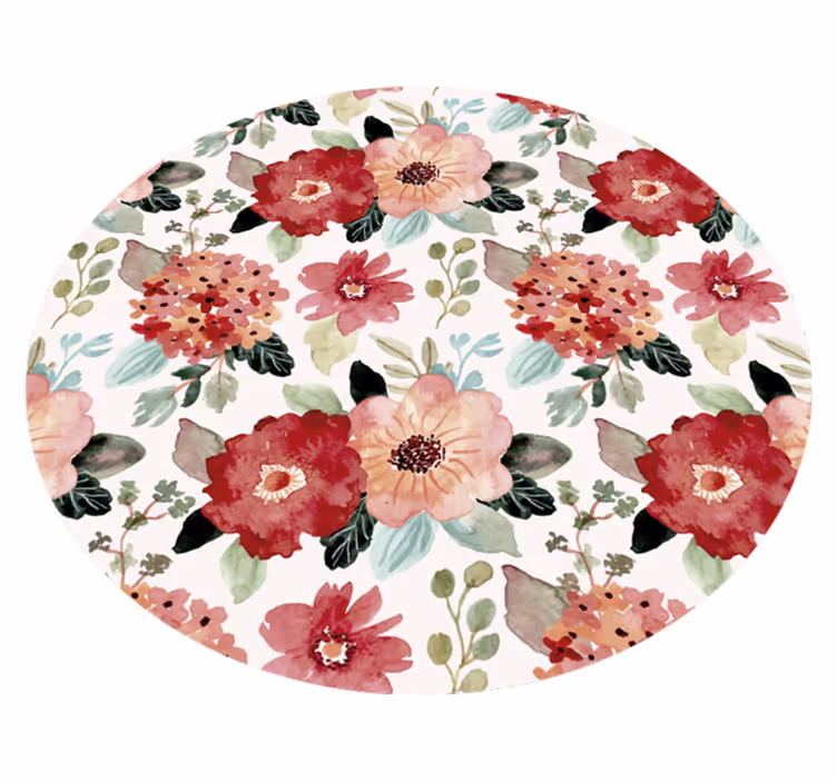 Tapis vinyle fleurs et plantes motif de cercle floral - TenStickers