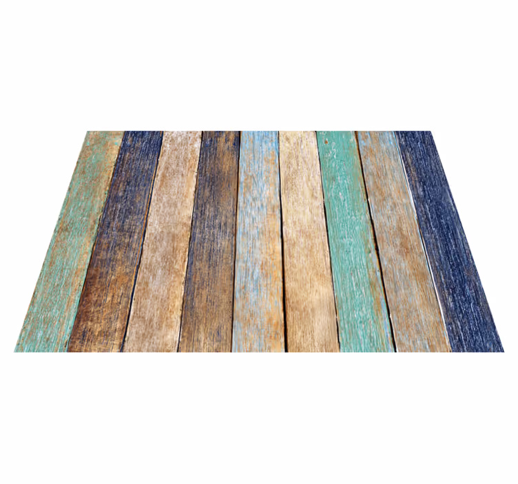 Tapis vinyle salon effet bois coloré vieilli - TenStickers