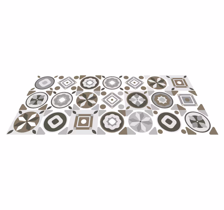 Tapis vinyle cuisine carreaux de ciment couleur neutre - TenStickers