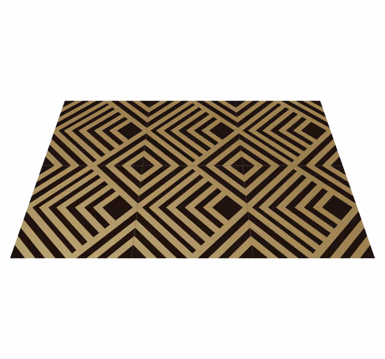 Tapis vinyle géométrique rayures angulaires beiges - TenStickers