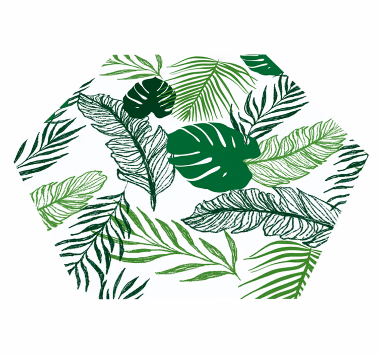 Tapis vinyle fleurs et plantes feuillage tropical hexagonal - TenStickers