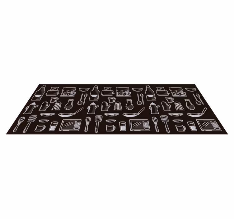 Tapis vinyle cuisine dessins d'ustensiles - TenStickers