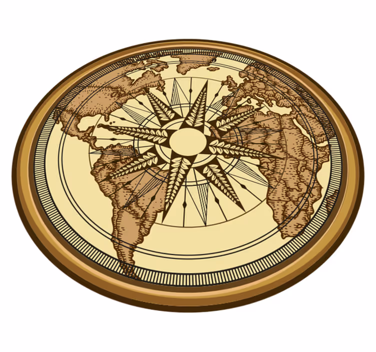 Tapis vinyle rond carte du monde vintage - TenStickers