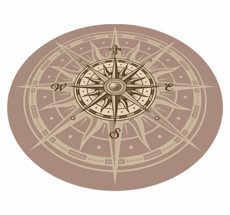 Tapis vinyle carte du monde design boussole - TenStickers