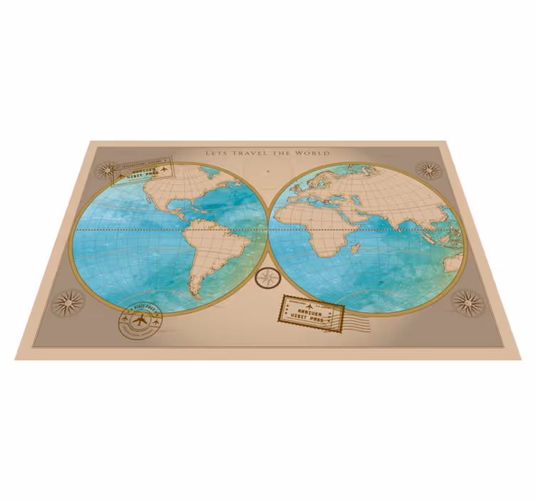 Tapis vinyle mappemonde décor de carte du monde - TenStickers