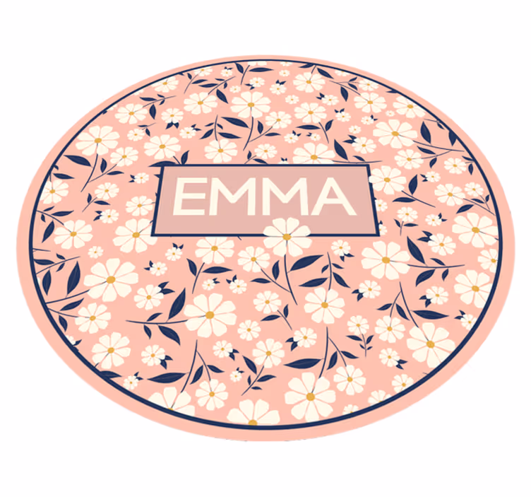 Tapis vinyle personnalisé cercle floral personnalisé - TenStickers