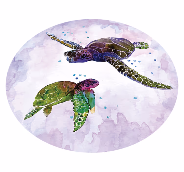 Tapis vinyle animal duo de tortues de mer - TenStickers