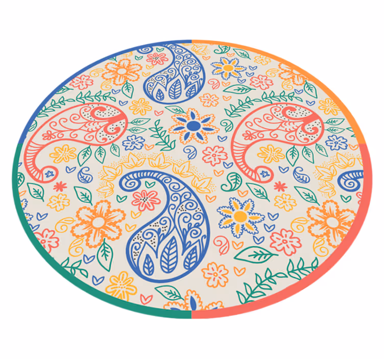 Tapis vinyle fleurs et plantes motifs cachemire floraux - TenStickers