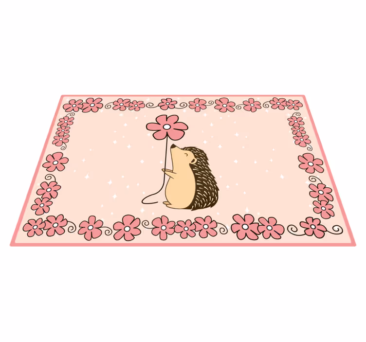 Tapis vinyle chambre bébé hérisson floral - TenStickers
