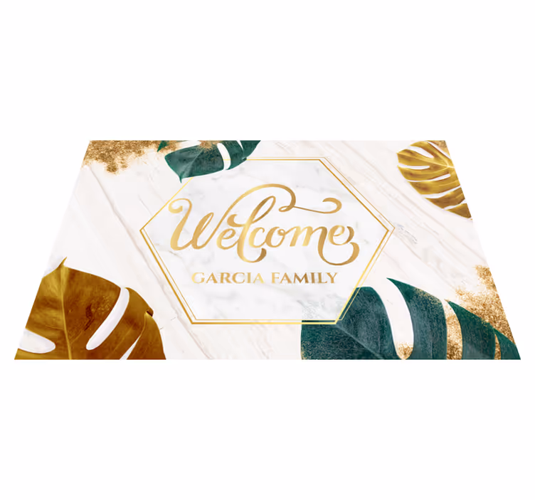 tapis vinyle avec nom Marbre d'accueil personnalisable - TenStickers