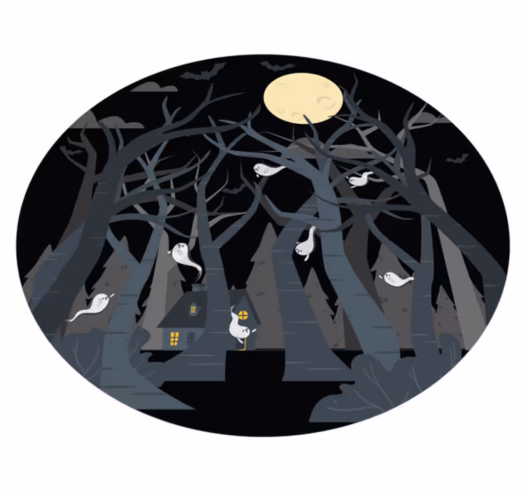 Tapis vinyle halloween scène de forêt effrayante - TenStickers