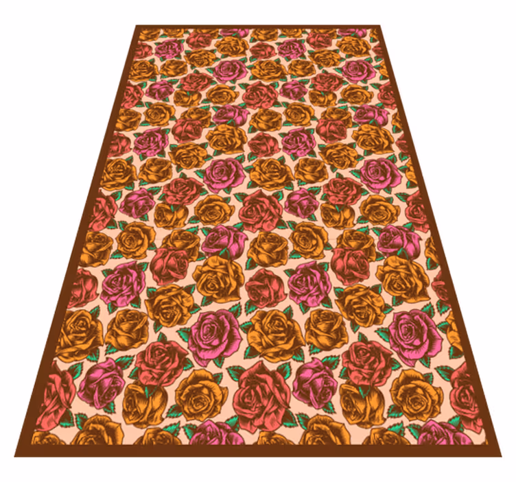 Tapis vinyle fleurs et plantes à motifs roses - TenStickers
