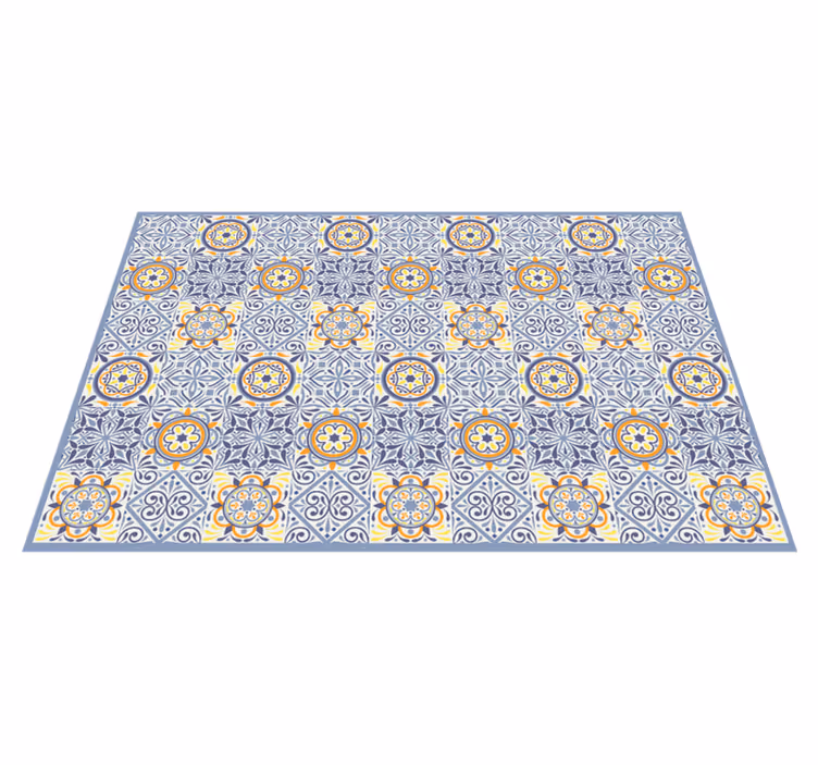 Tapis vinyle carreaux Jaune et gris - TenStickers