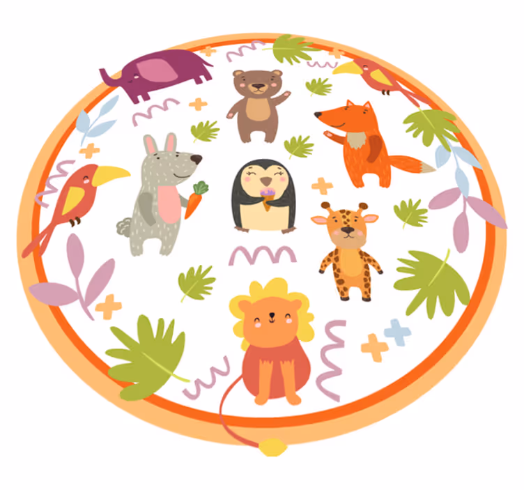 Tapis vinyle pour enfants safari dans la jungle circulaire - TenStickers