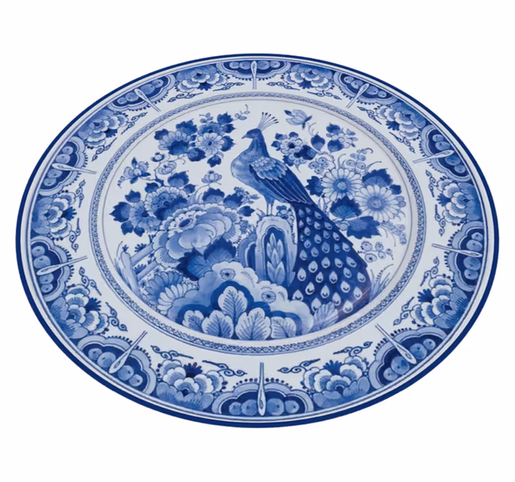 Tapis vinyle animal porcelaine de paon - TenStickers