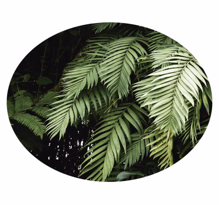 Tapis vinyle fleurs et plantes cercle de feuillage tropical - TenStickers