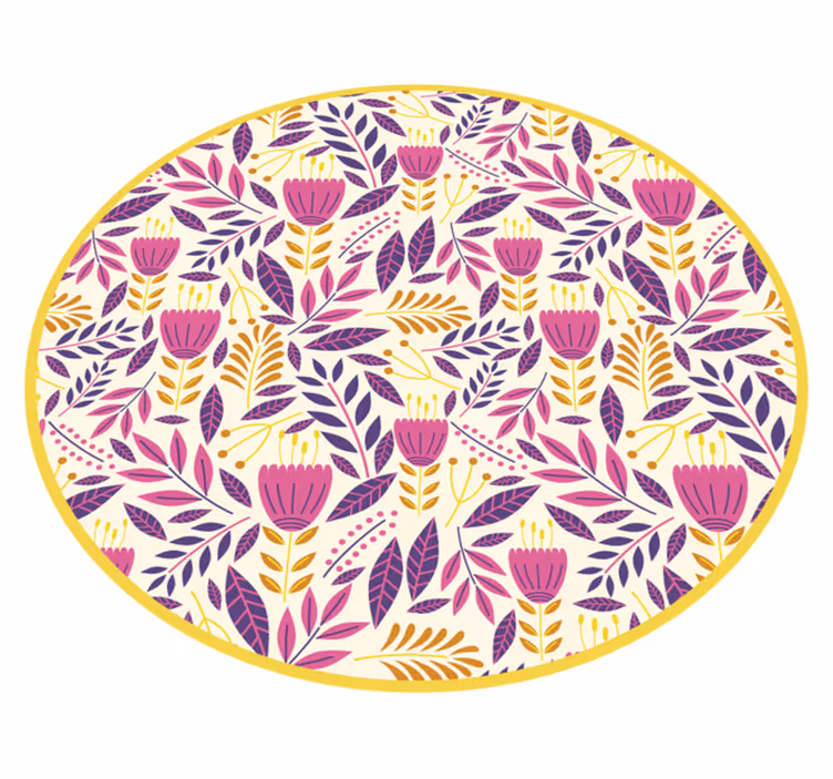 Tapis vinyle fleurs et plantes design floral symétrique - TenStickers