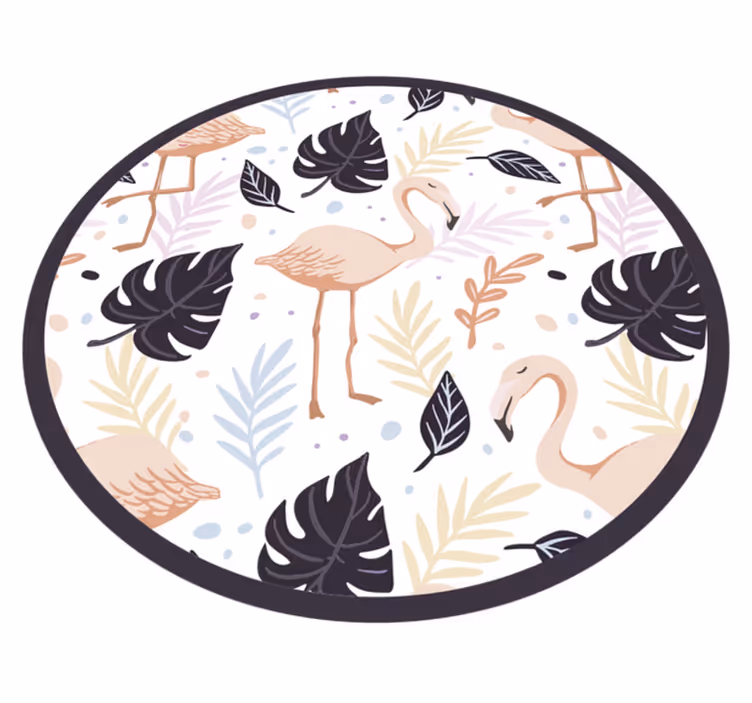 Tapis vinyle animal cercle de flamant floral - TenStickers