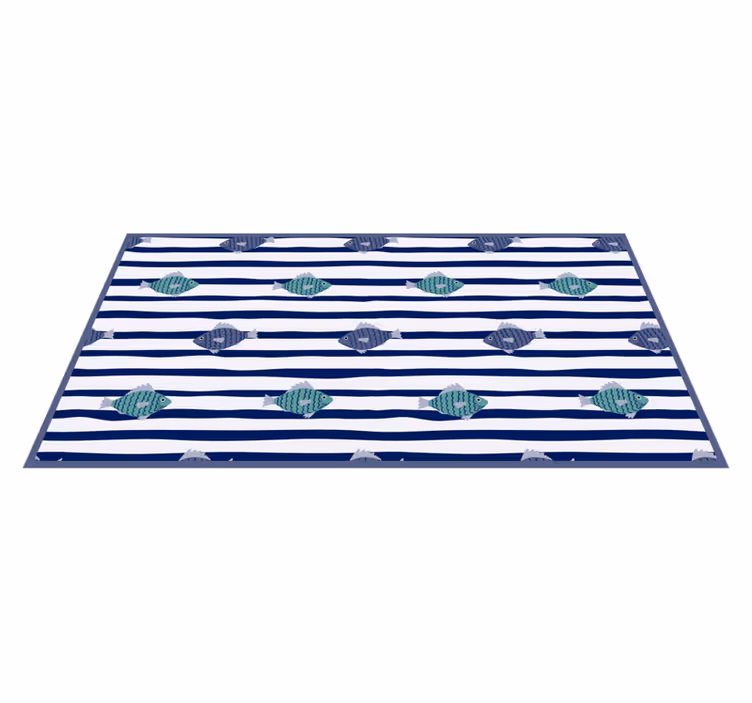 Tapis vinyle animal motif de poisson rayé - TenStickers