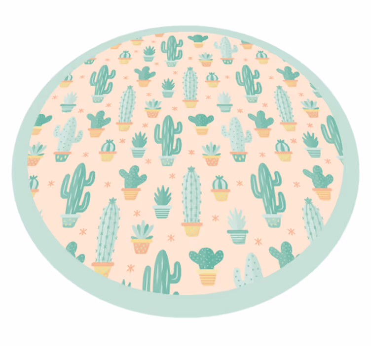 Tapis vinyle pour enfants motif circulaire de cactus - TenStickers