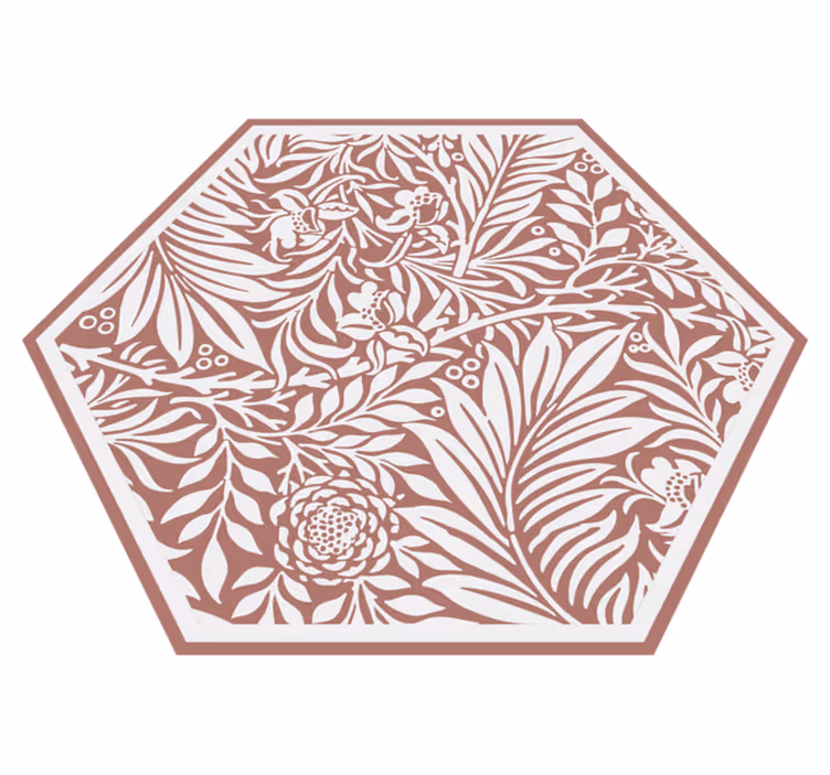 Tapis vinyle fleurs et plantes hexagone de symétrie florale - TenStickers