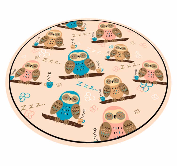 Tapis vinyle chambre bébé cercle sur le thème du hibou - TenStickers