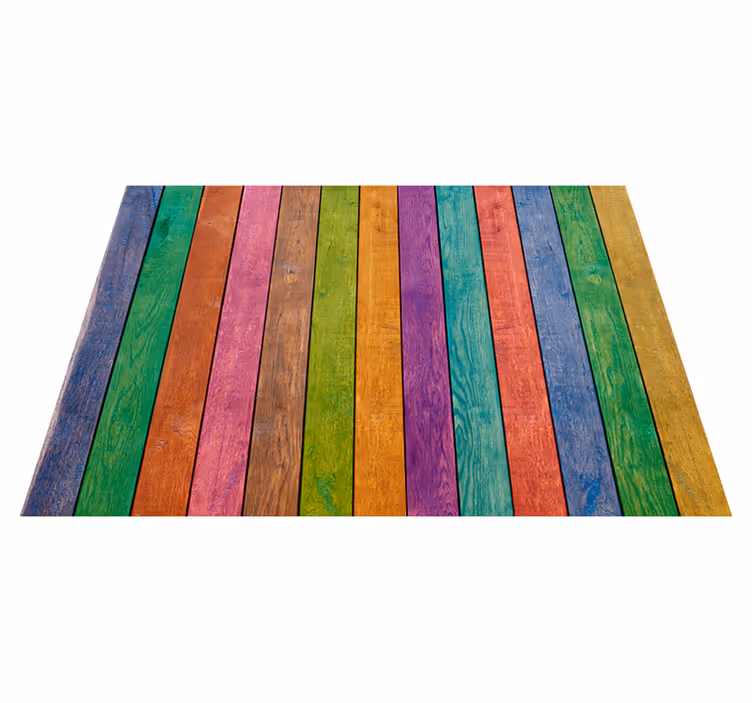 Tapis vinyle imitation parquet motif de planches colorées - TenStickers