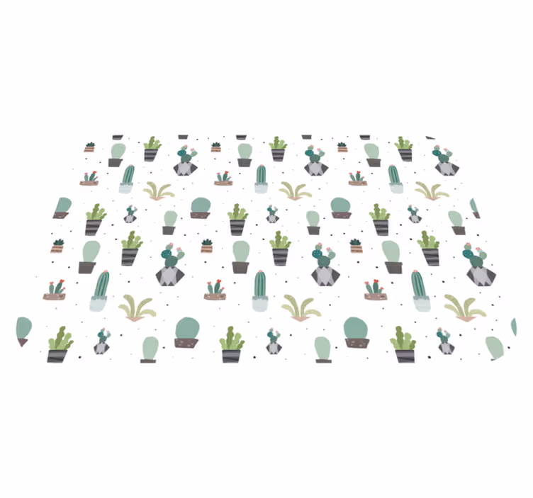 Tapis vinyle fleurs et plantes motif de cactus - TenStickers