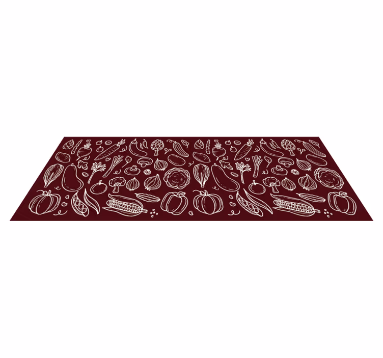 Tapis vinyle cuisine dessins de légumes rouge - TenStickers
