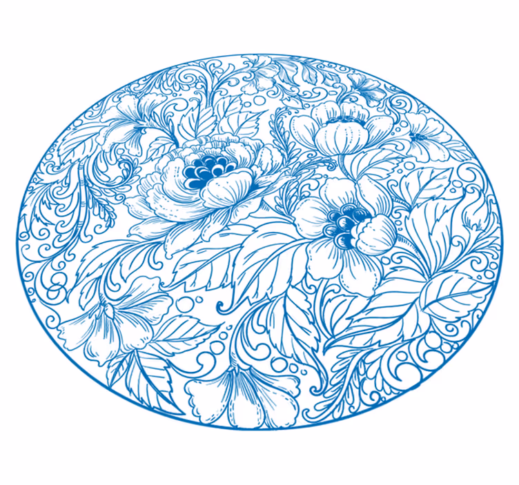 Tapis vinyle fleurs et plantes à motif floral rond - TenStickers